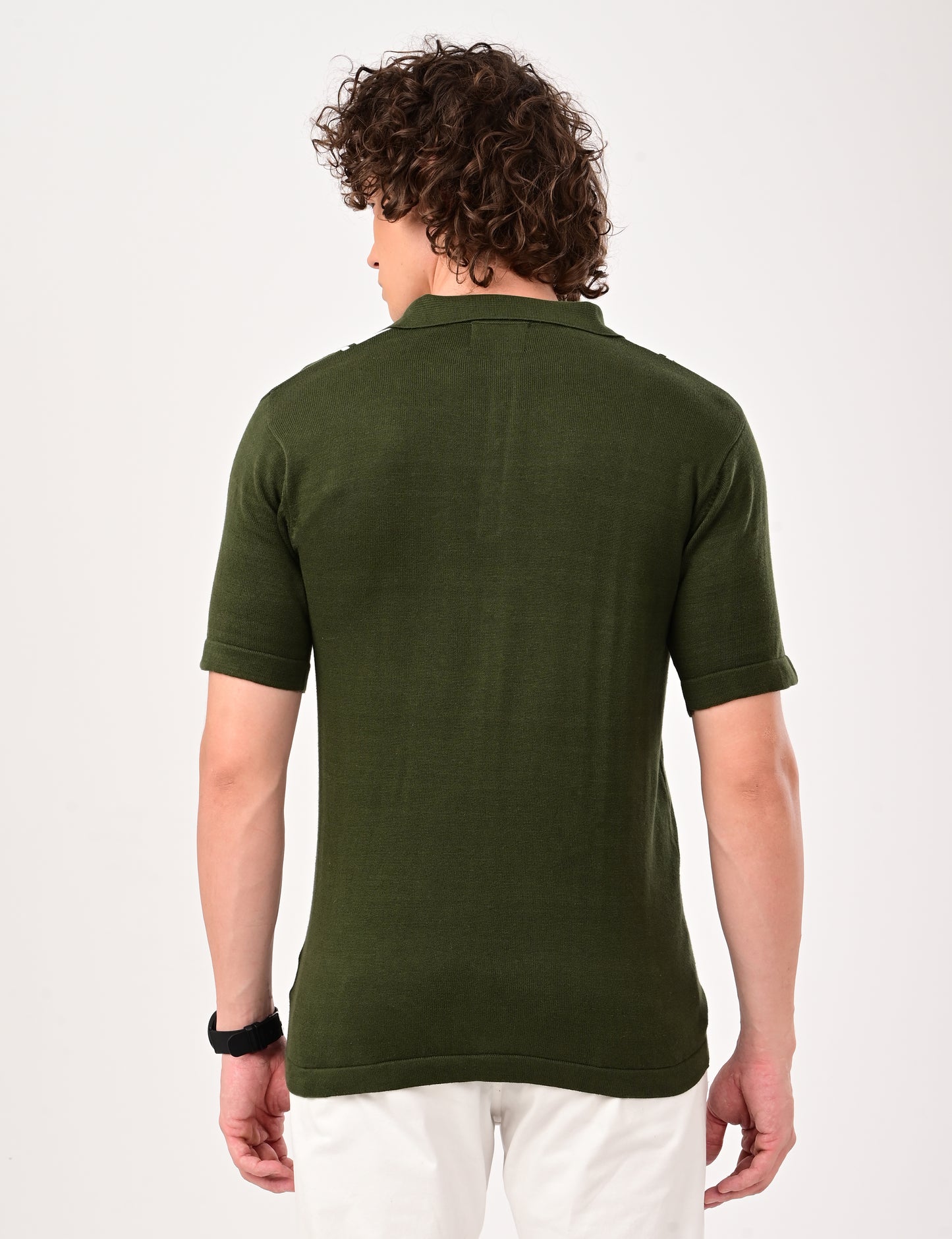 Delmar Stripe knitted Polo - BOTTLEGREEN