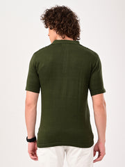Delmar Stripe knitted Polo - BOTTLEGREEN