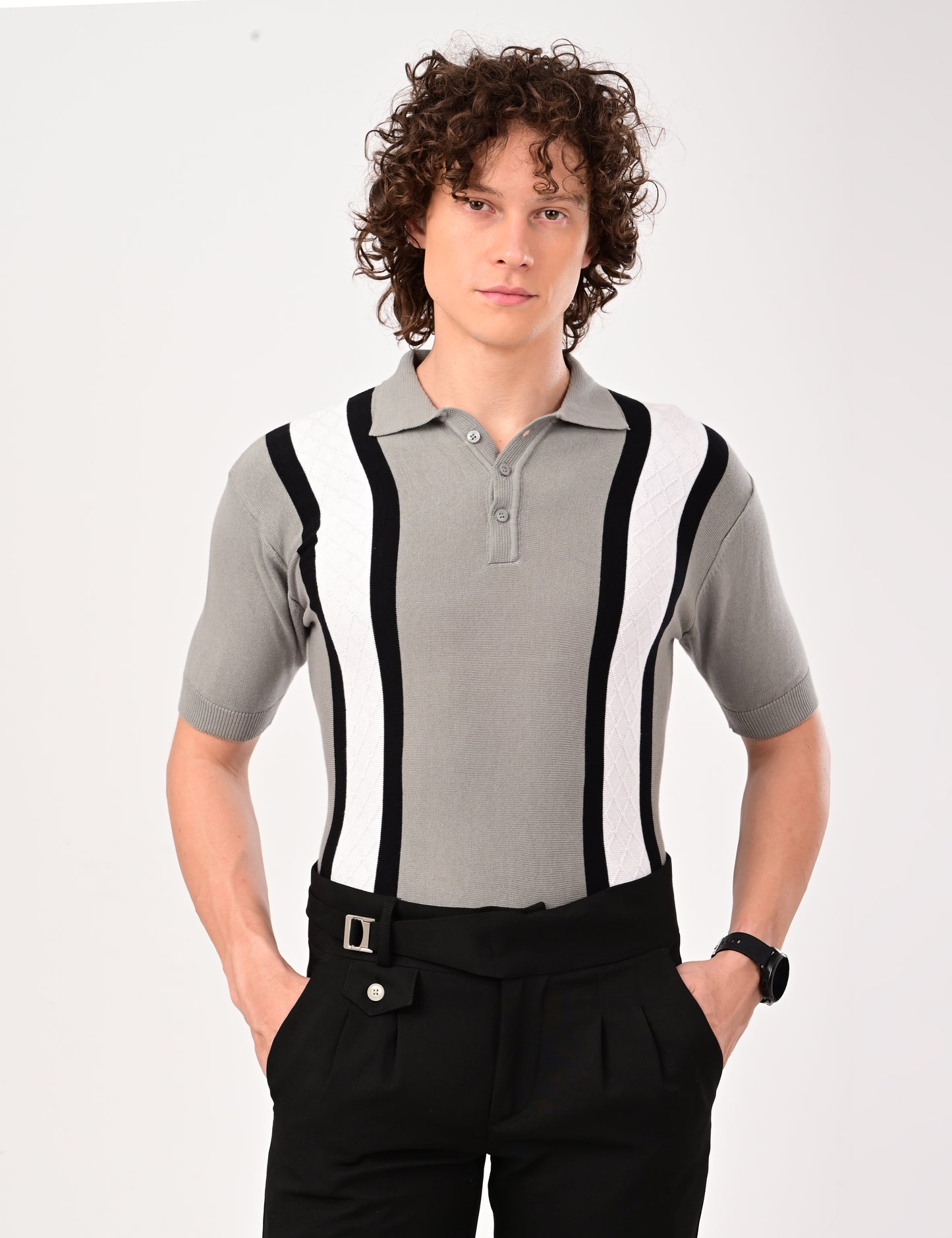 Venturo knitted Polo - GREY