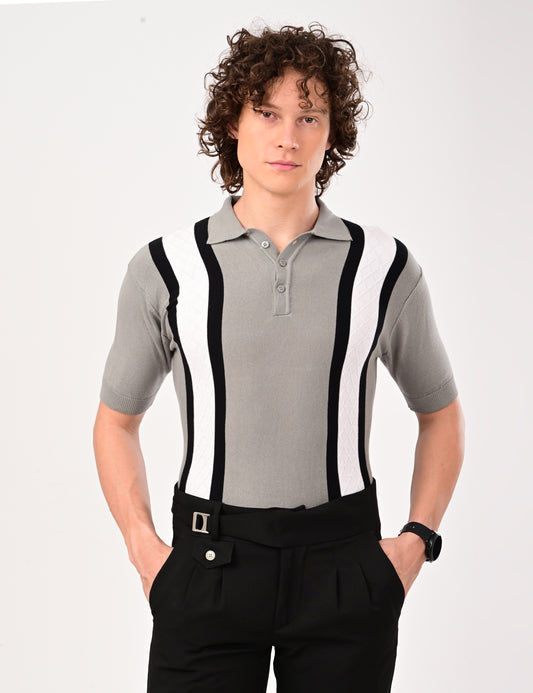 Venturo knitted Polo - GREY