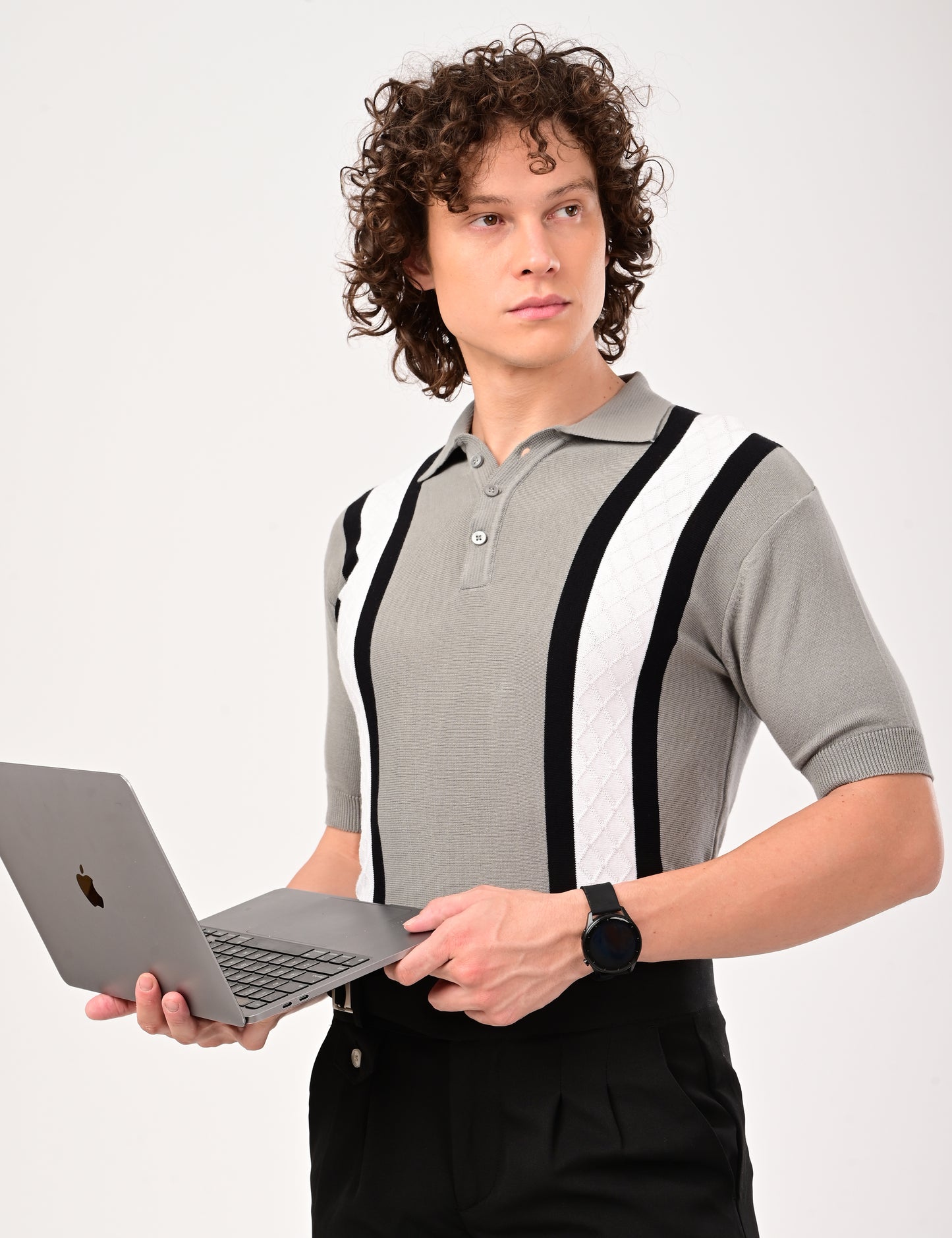 Venturo knitted Polo - GREY