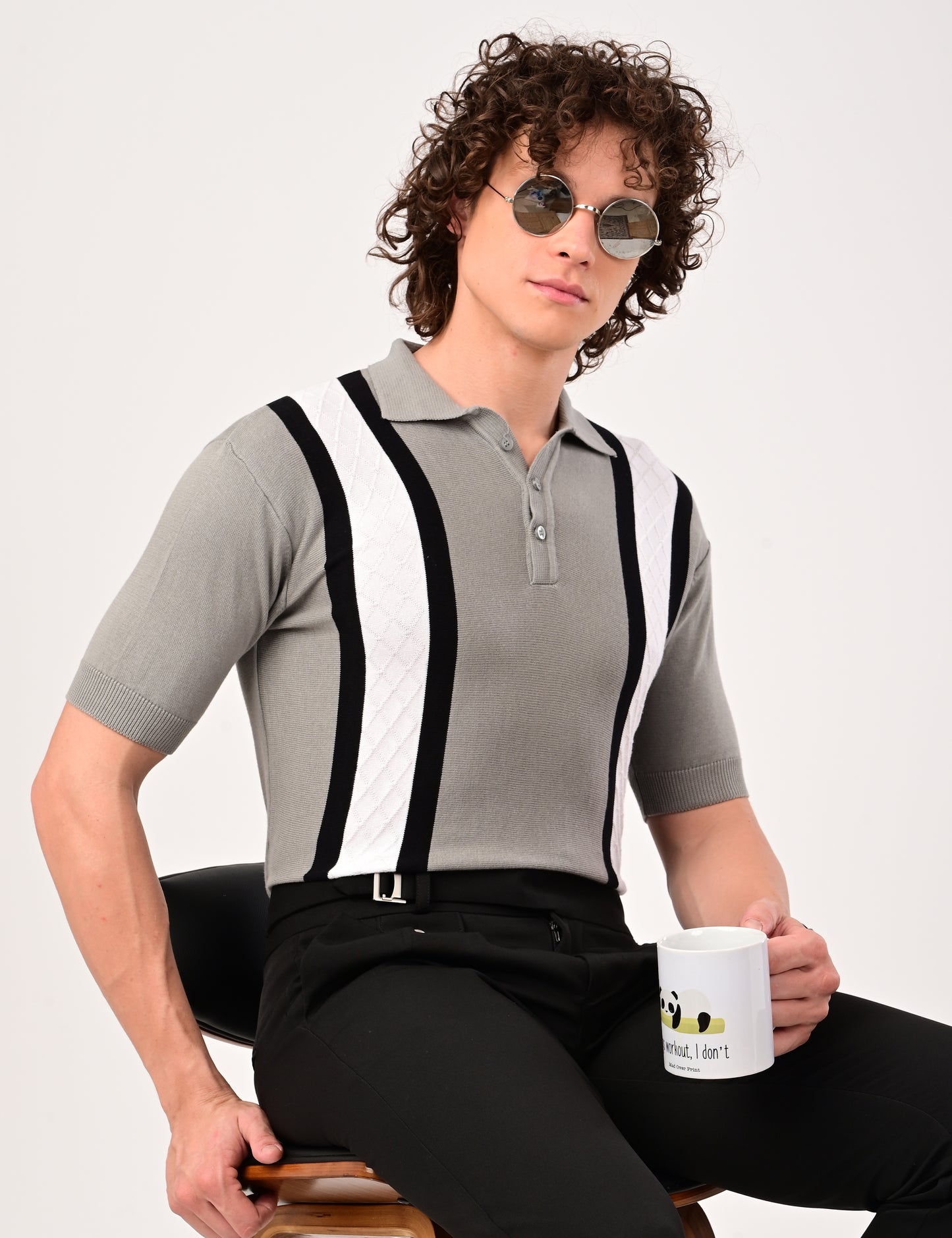 Venturo knitted Polo - GREY