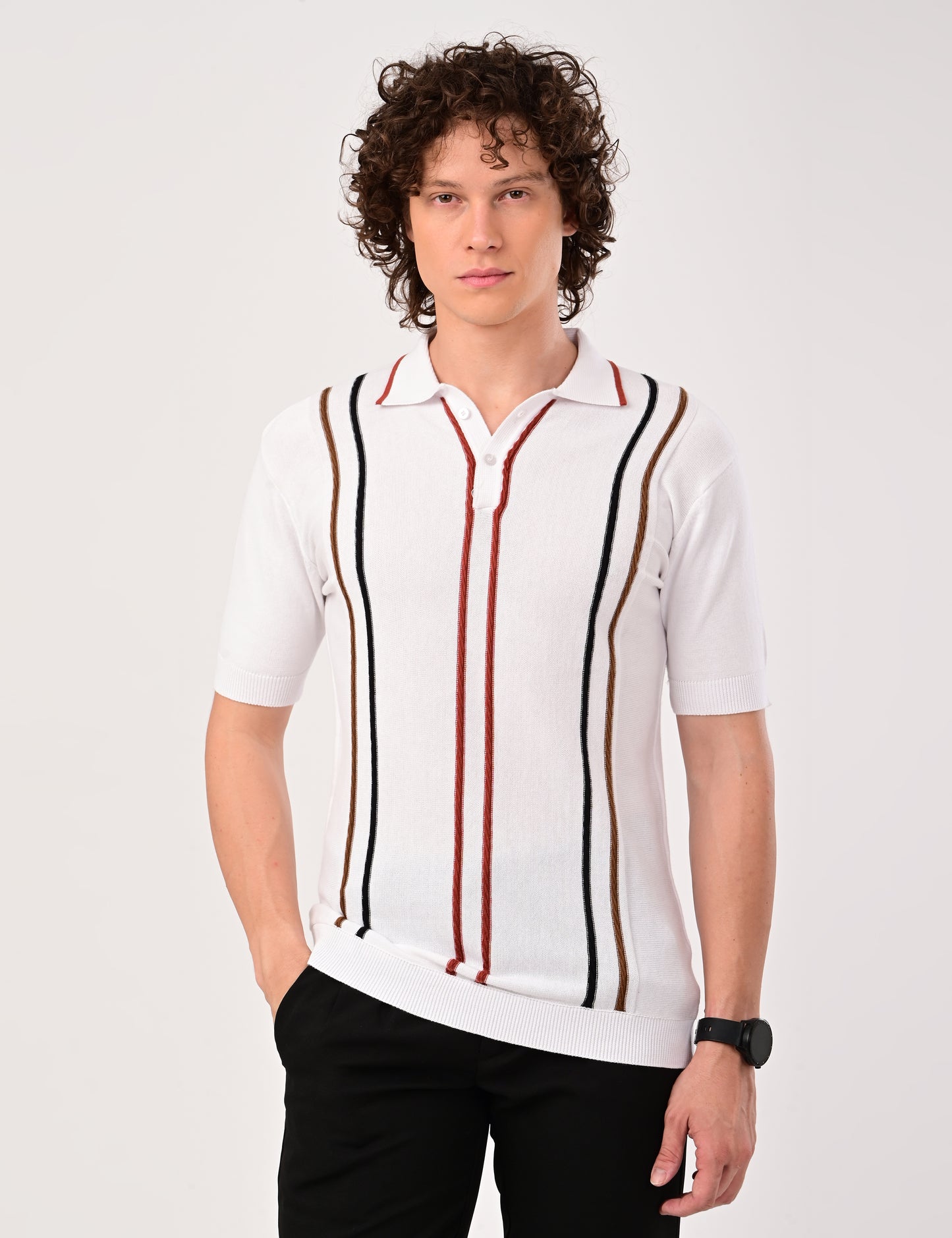 Orvello Knitted Polo - WHITE
