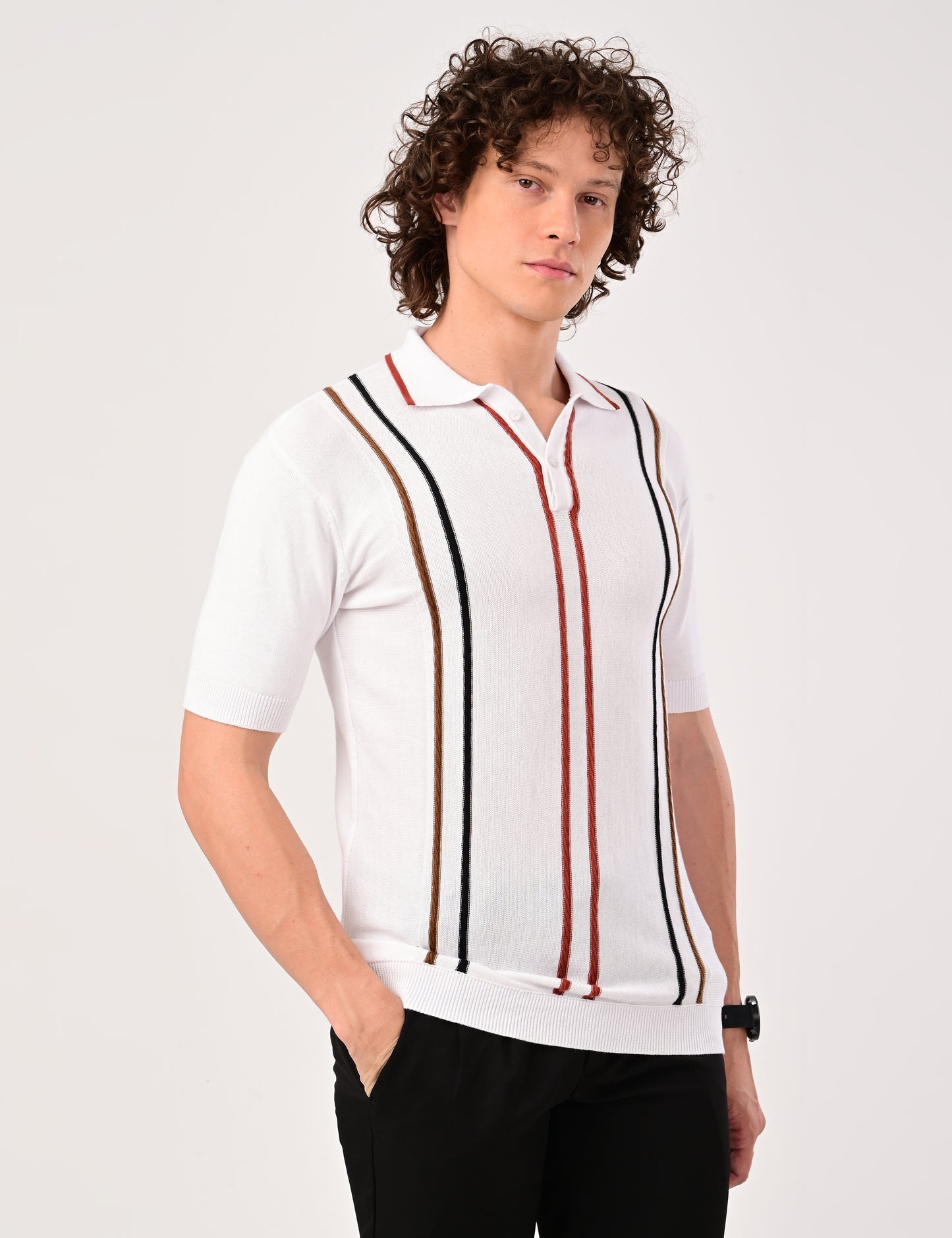 Orvello Knitted Polo - WHITE