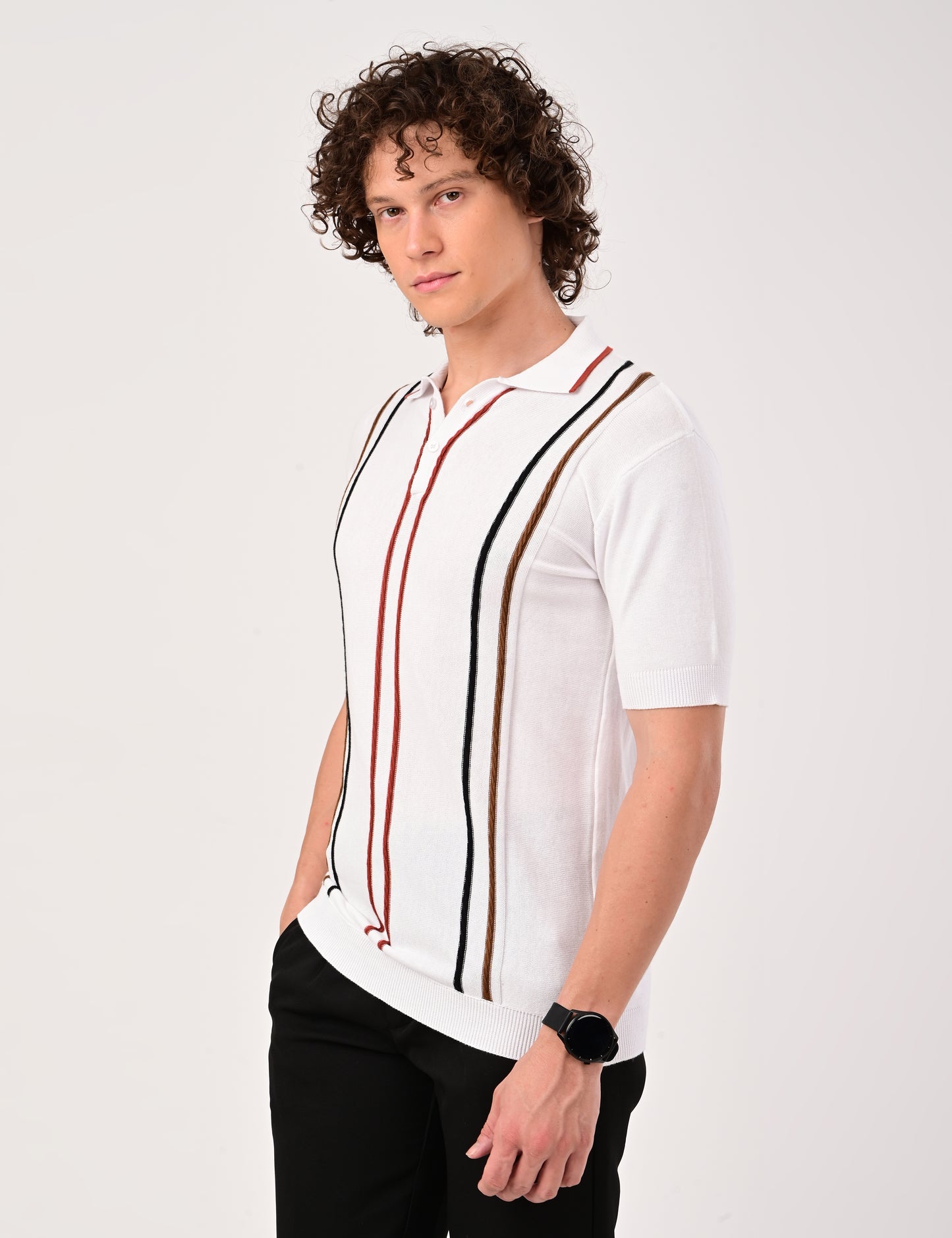 Orvello Knitted Polo - WHITE