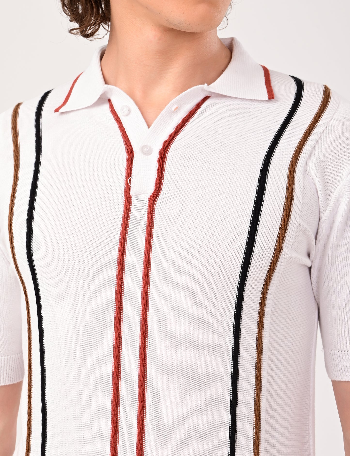 Orvello Knitted Polo - WHITE