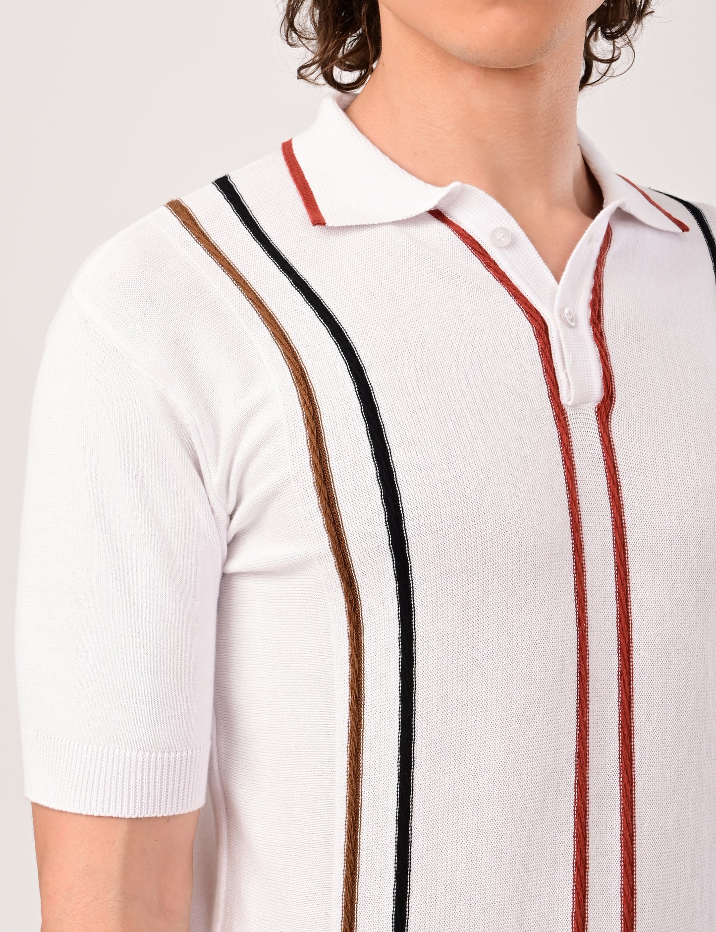 Orvello Knitted Polo - WHITE