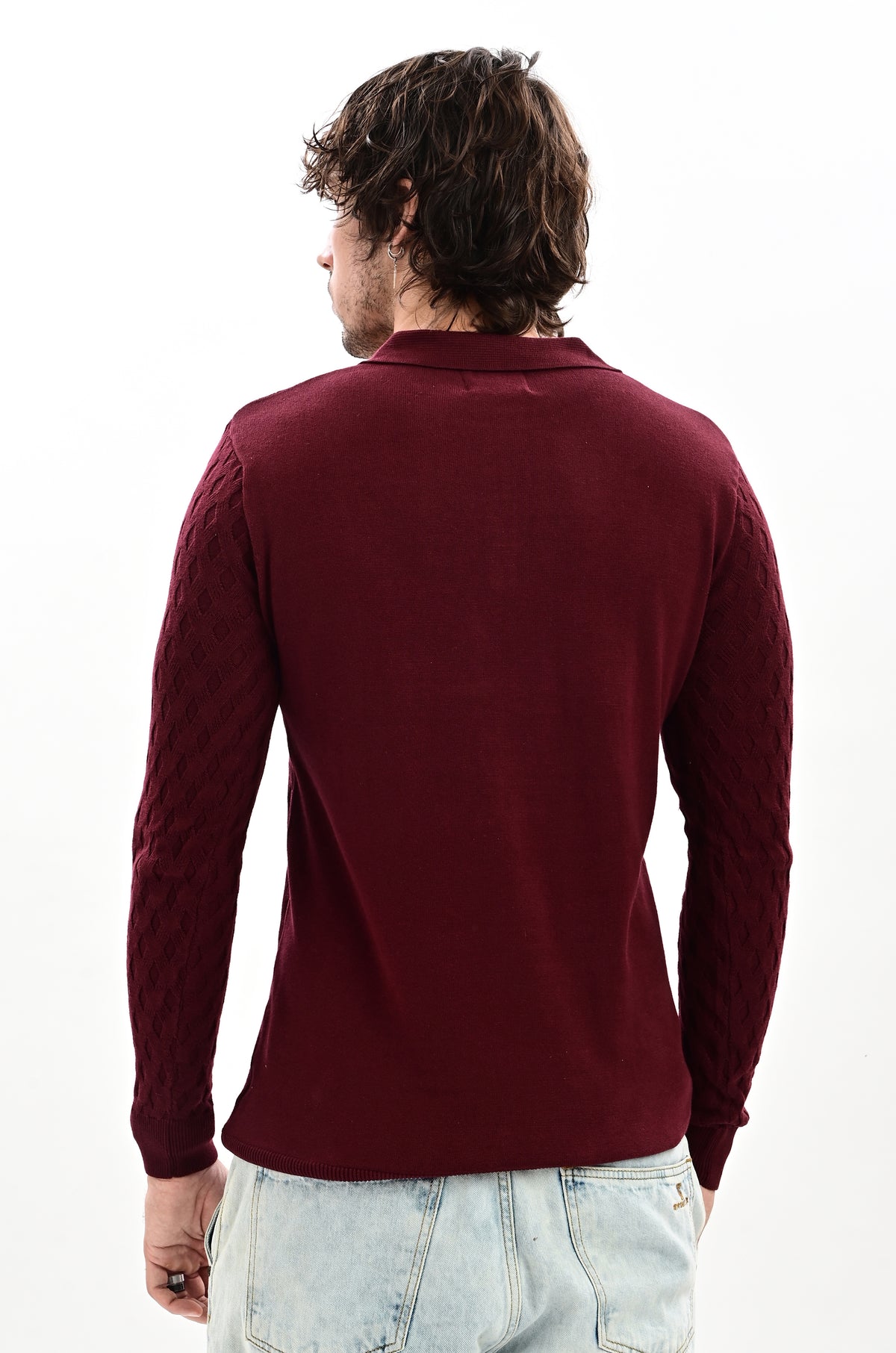The Nobleman Quarter-Zip Full Sleeve Polo - WINE