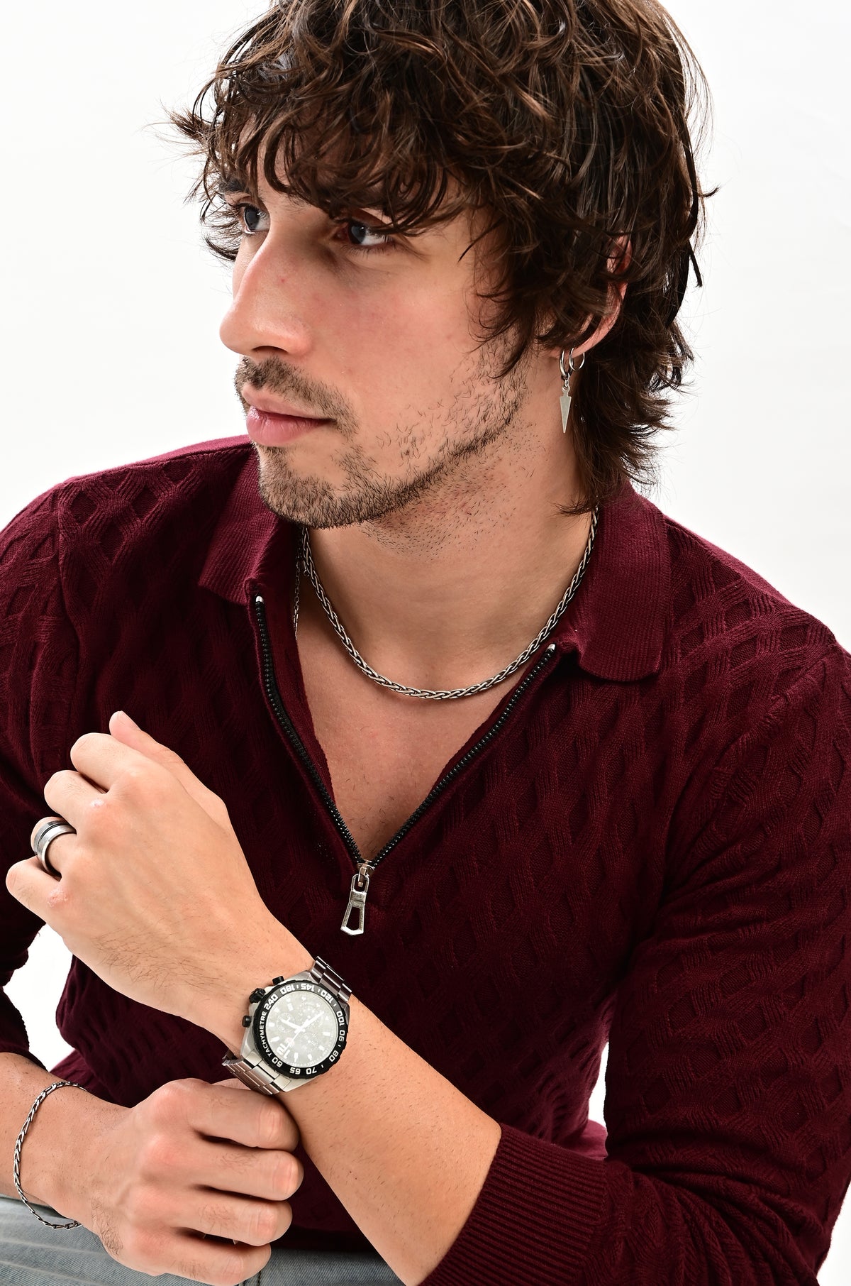 The Nobleman Quarter-Zip Full Sleeve Polo - WINE