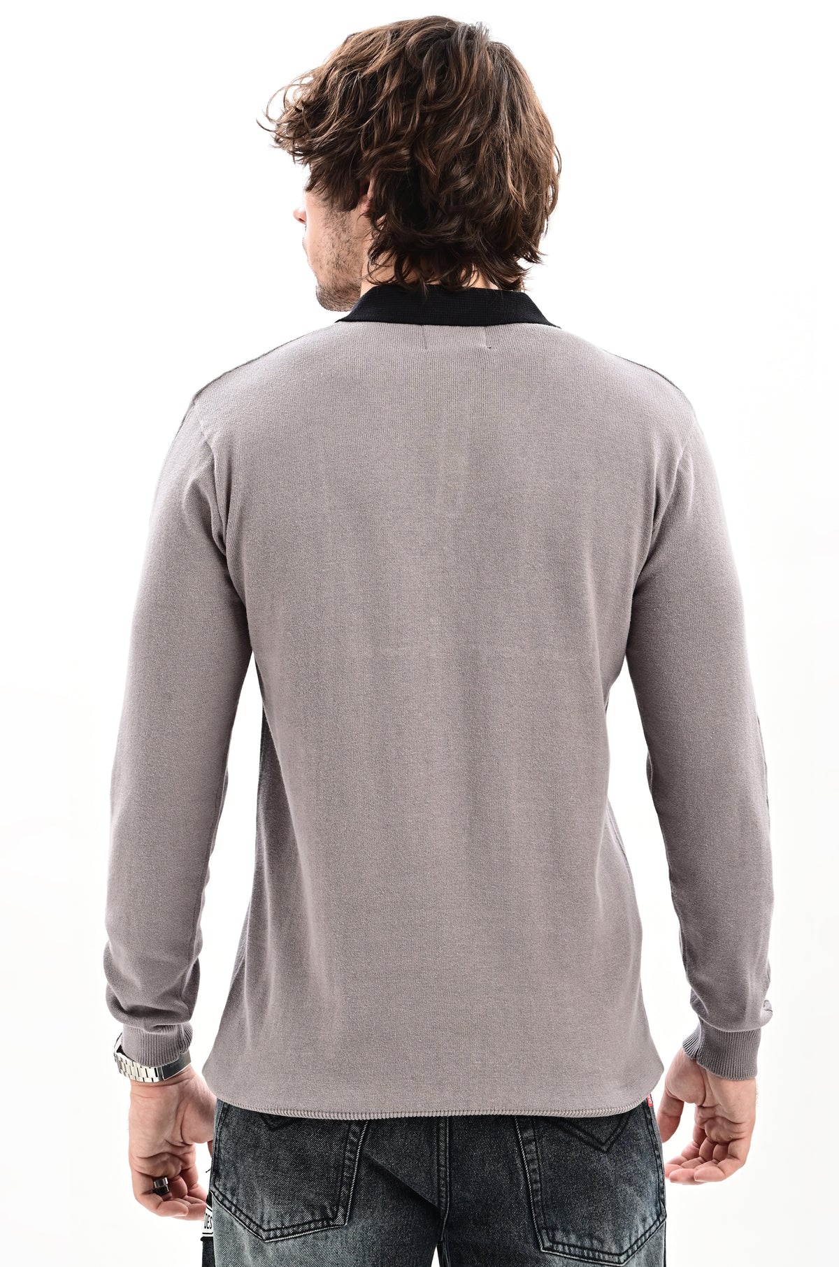 The Astor Cable Knit Polo - GREY
