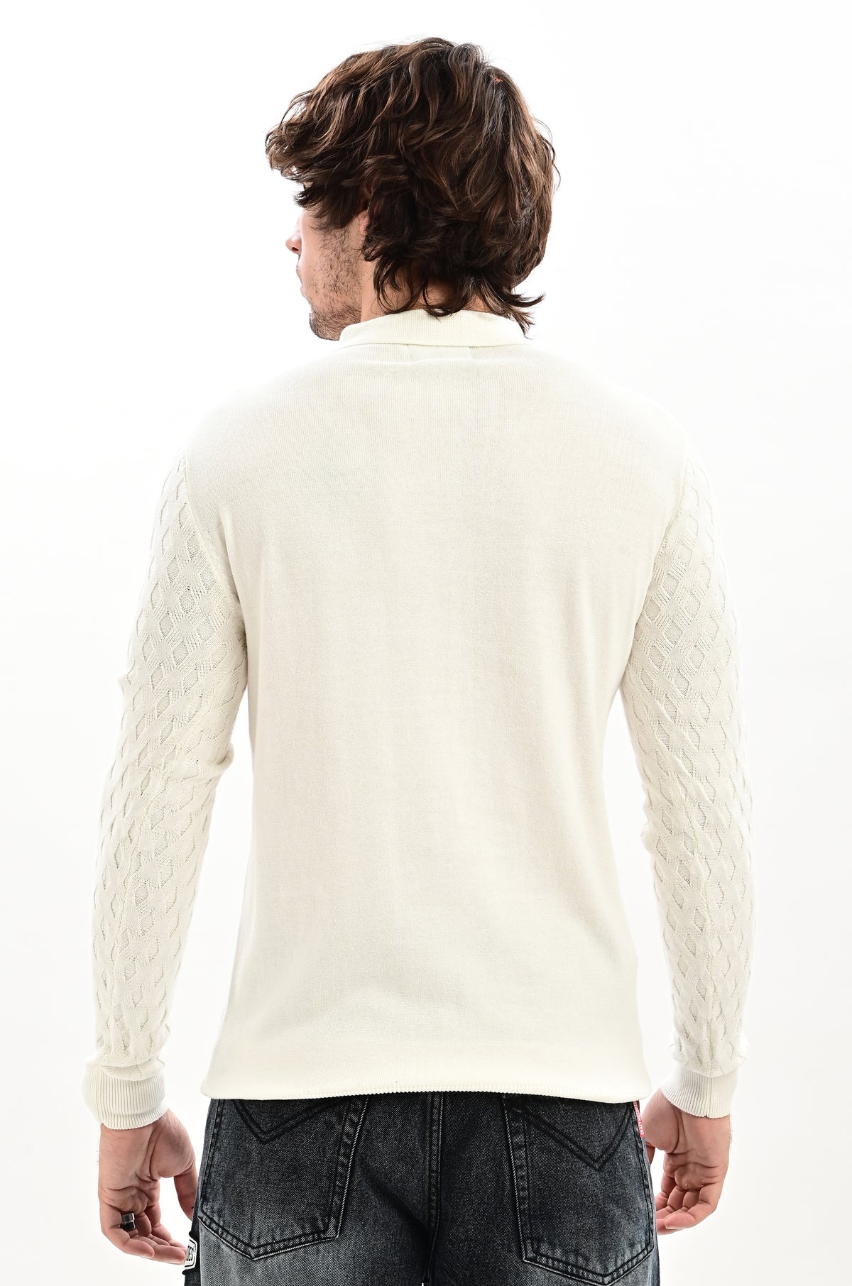 The Nobleman Quarter-Zip Full Sleeve Polo - WHITE