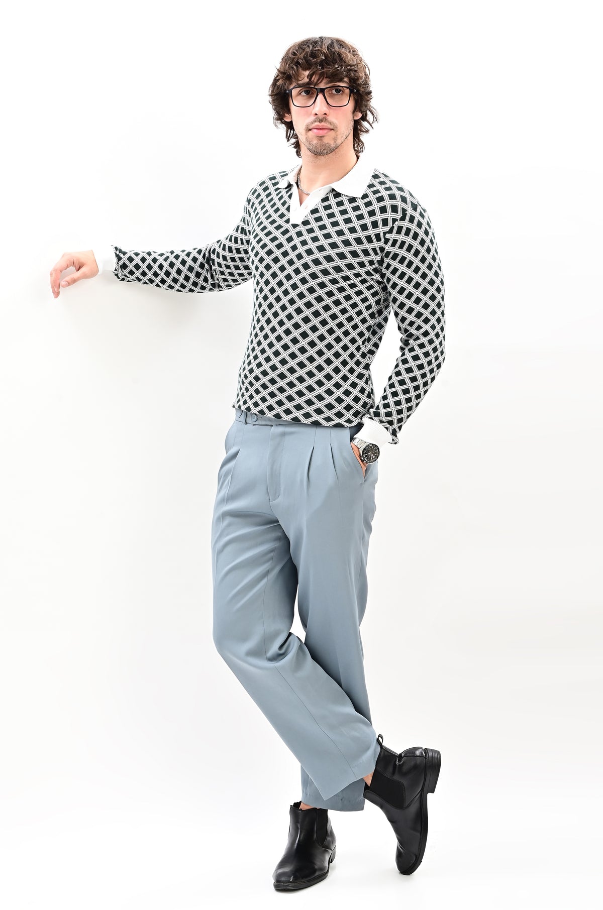 The Windsor Full Sleeve Polo -BOTTLE GREEN
