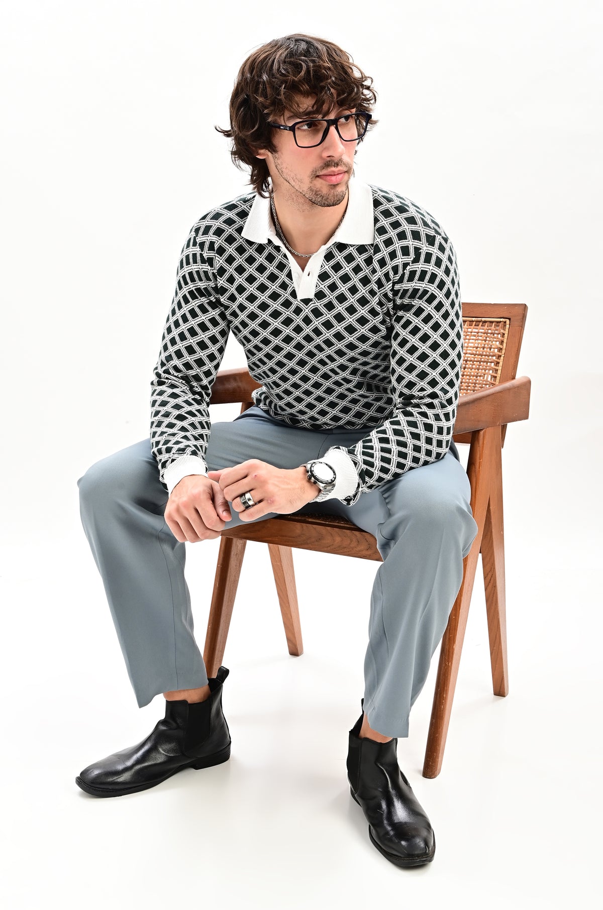 The Windsor Full Sleeve Polo -BOTTLE GREEN