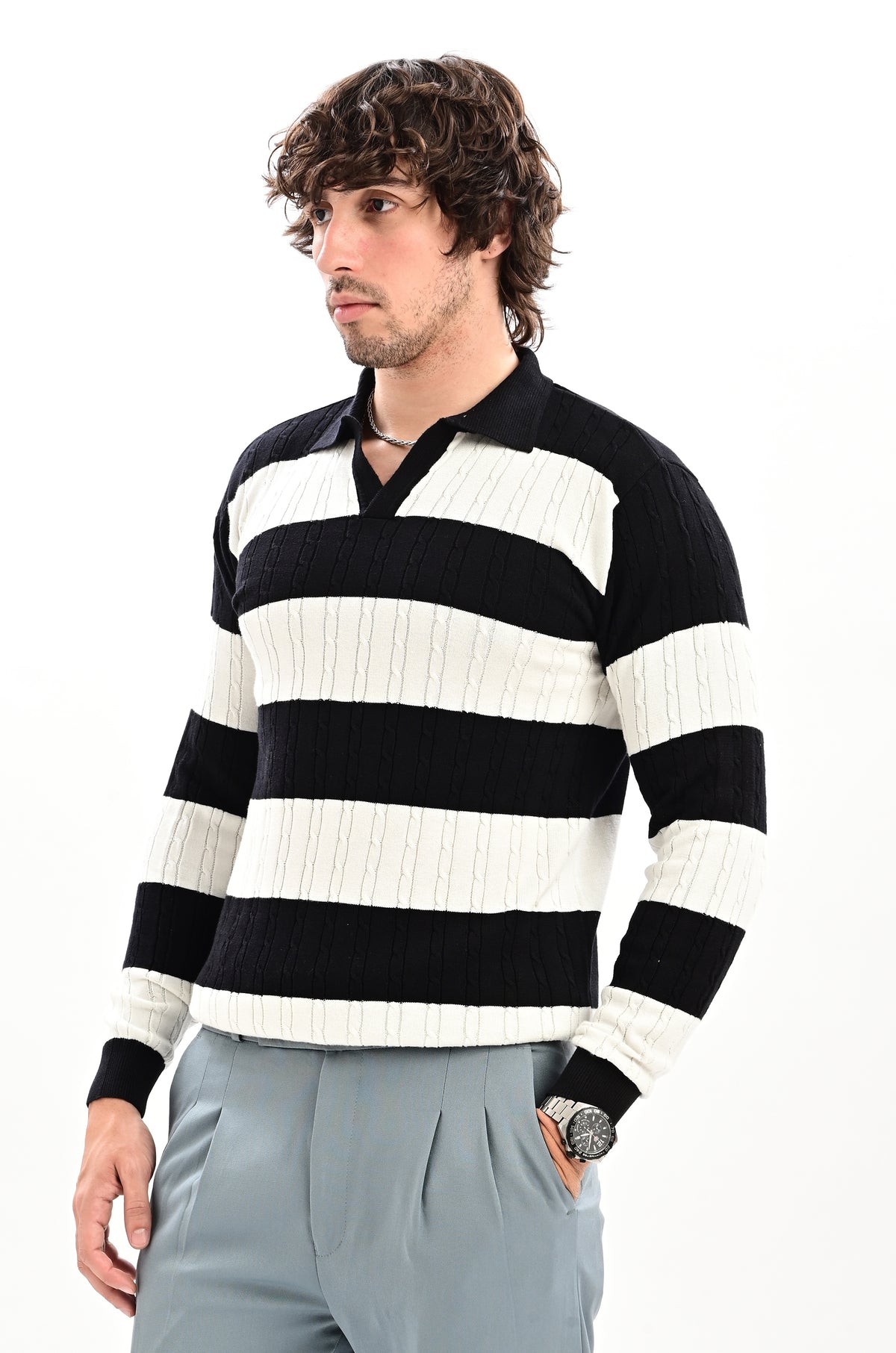 The Savoy Full Sleeve Polo -BLACK