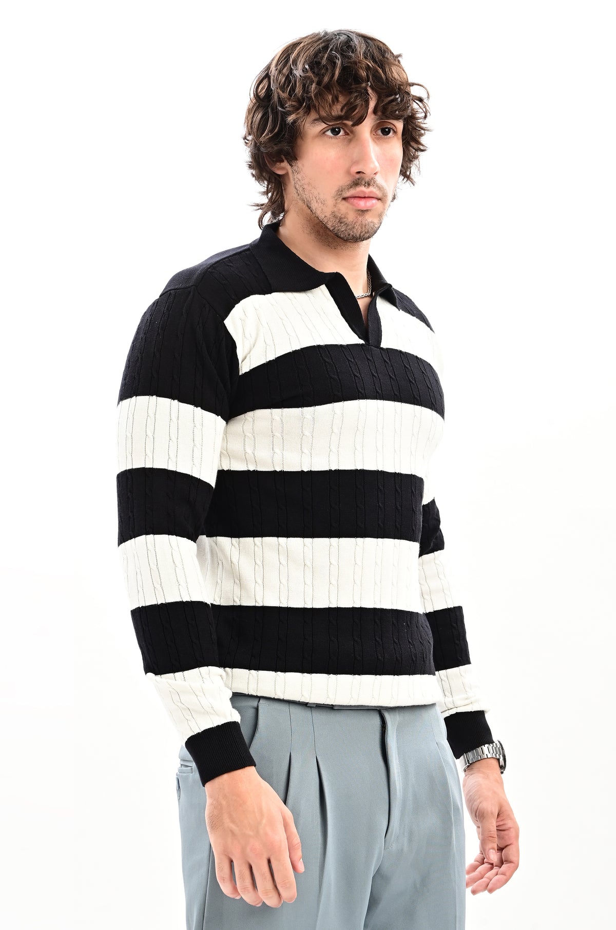The Savoy Full Sleeve Polo -BLACK