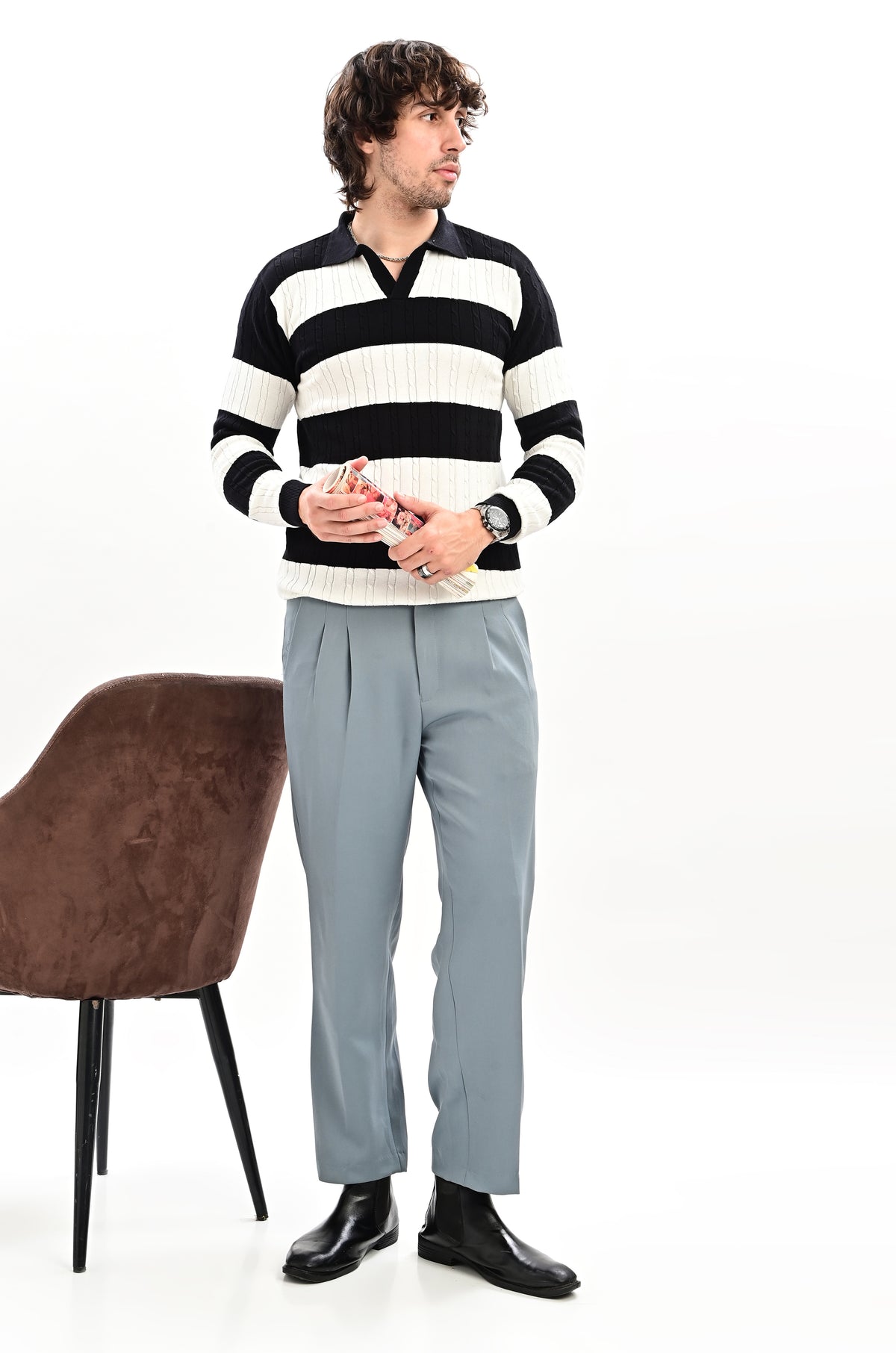 The Savoy Full Sleeve Polo -BLACK
