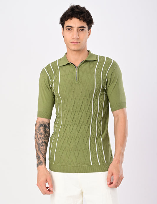 Elite Strip Polo - ESTATE GREEN