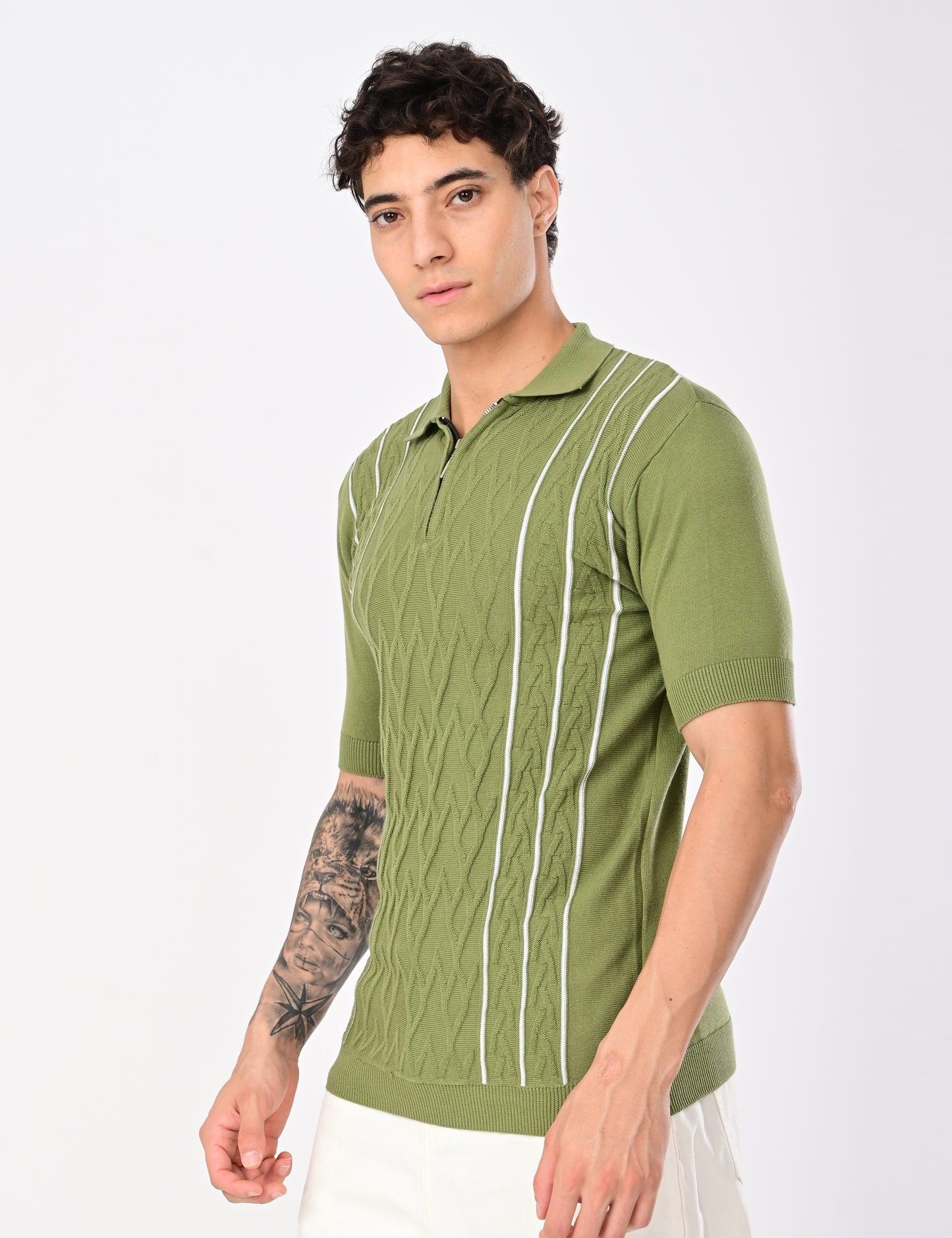 Elite Strip Polo - ESTATE GREEN