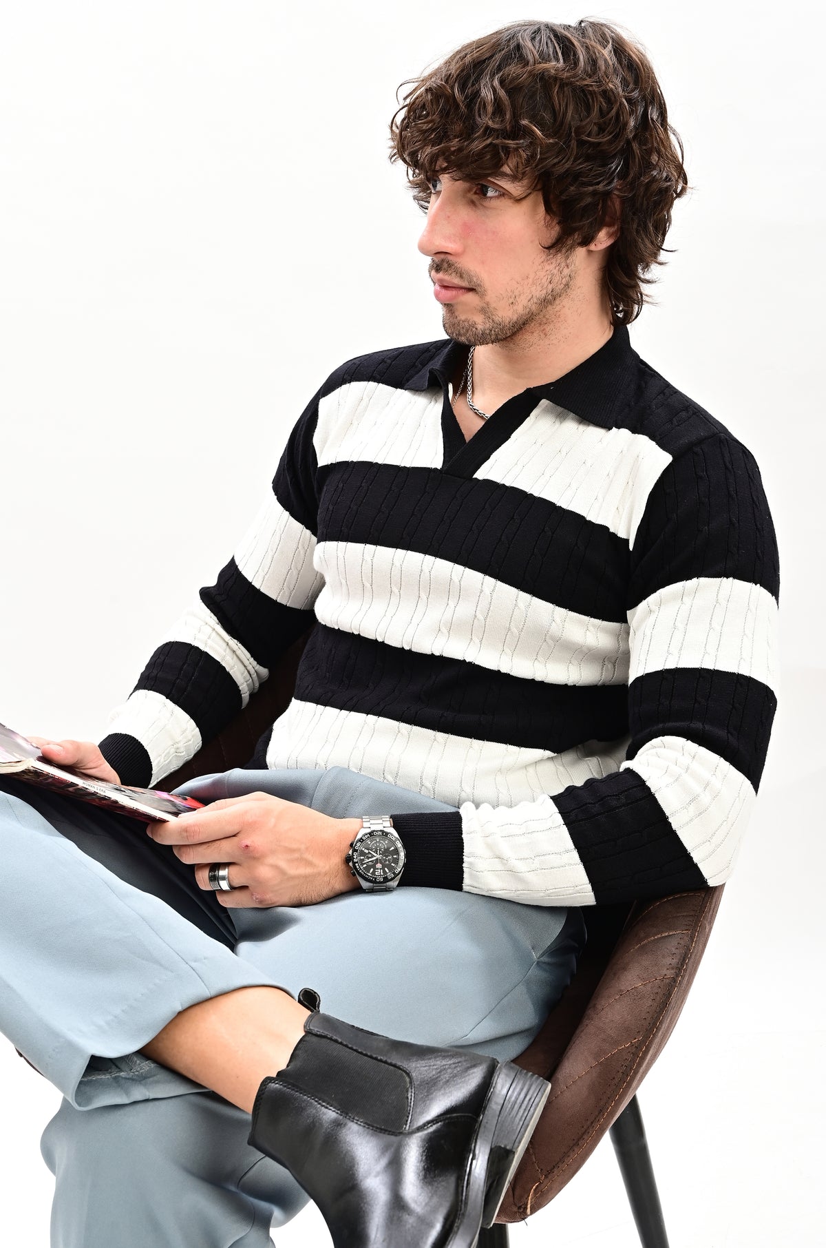 The Savoy Full Sleeve Polo -BLACK