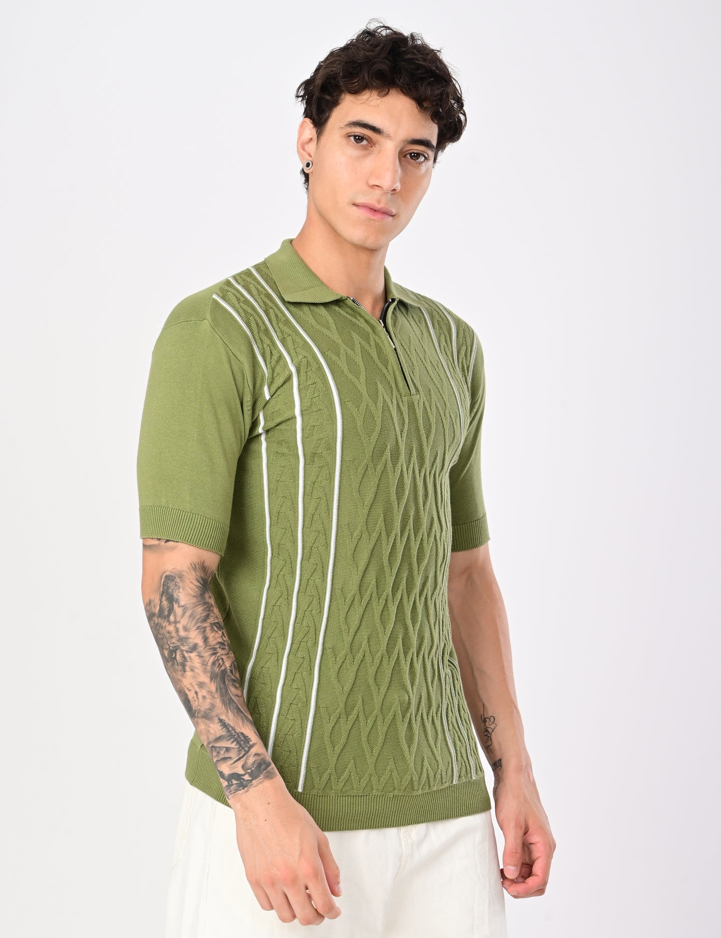 Elite Strip Polo - ESTATE GREEN