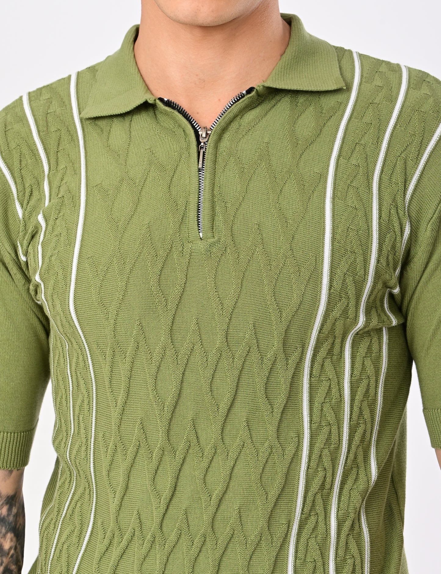 Elite Strip Polo - ESTATE GREEN