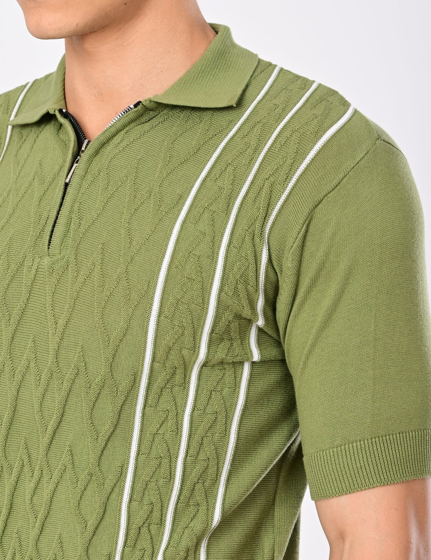 Elite Strip Polo - ESTATE GREEN