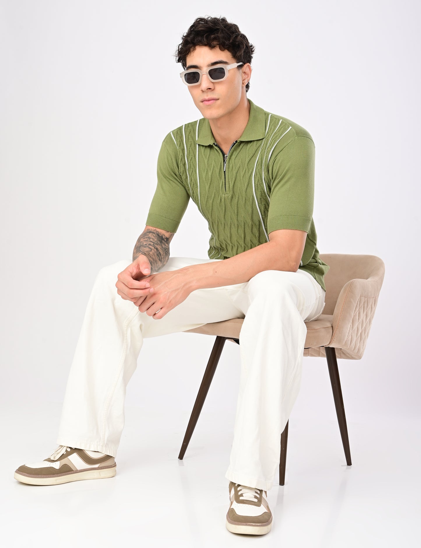 Elite Strip Polo - ESTATE GREEN