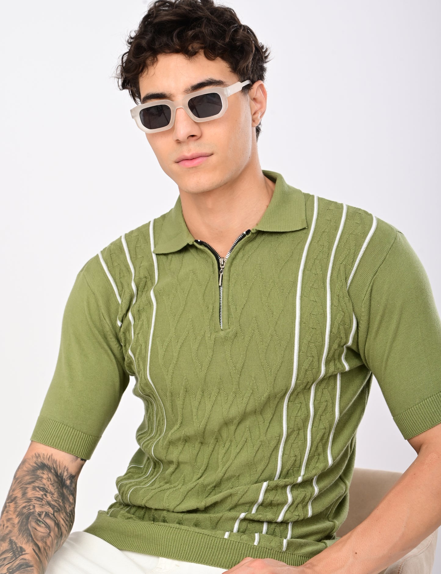 Elite Strip Polo - ESTATE GREEN