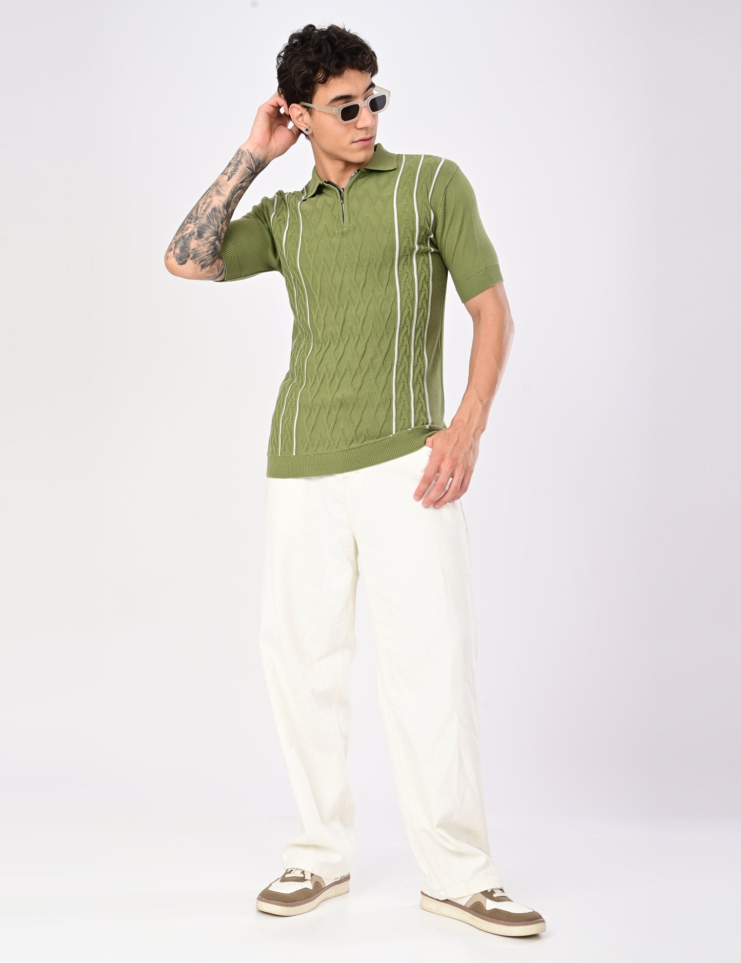 Elite Strip Polo - ESTATE GREEN