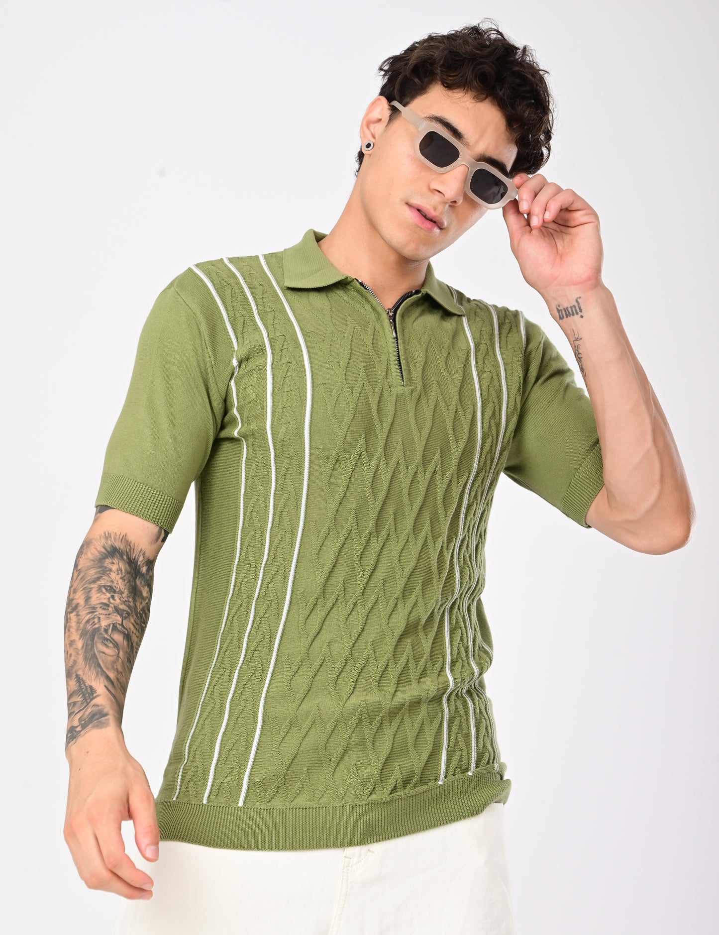 Elite Strip Polo - ESTATE GREEN