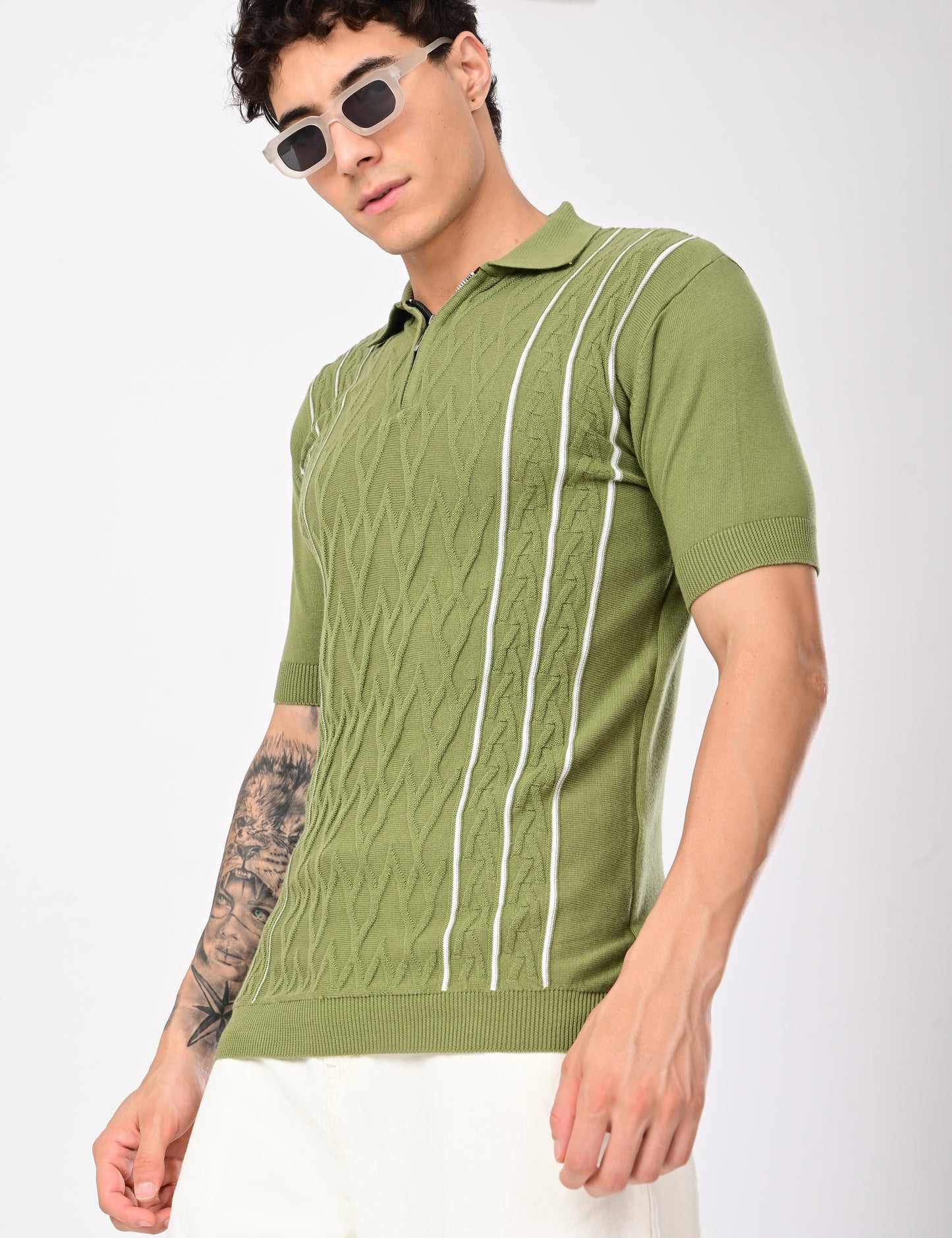 Elite Strip Polo - ESTATE GREEN