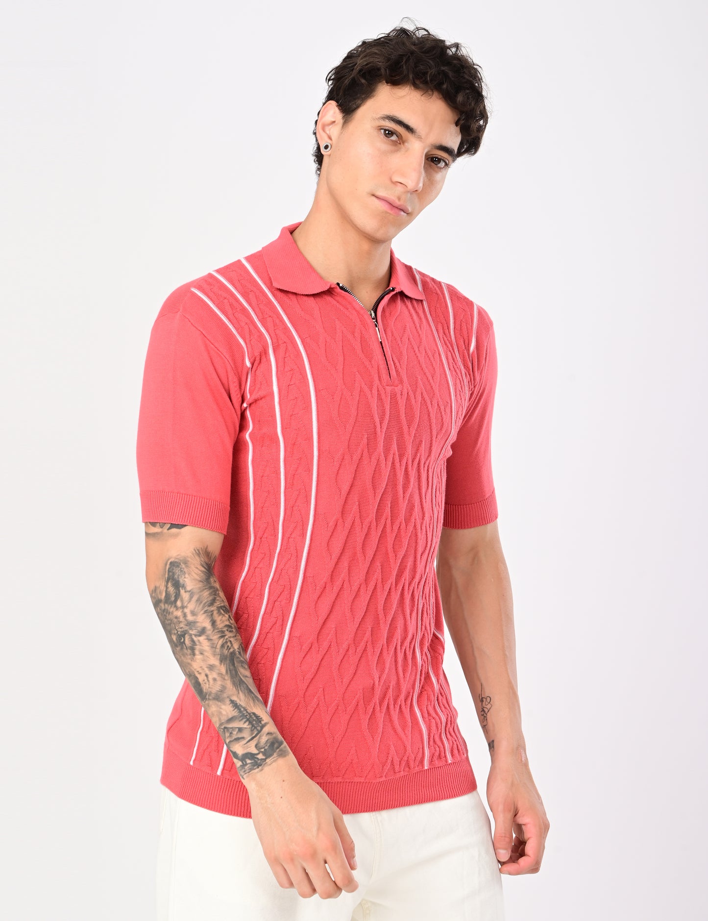 Elite Strip Polo - PEACH