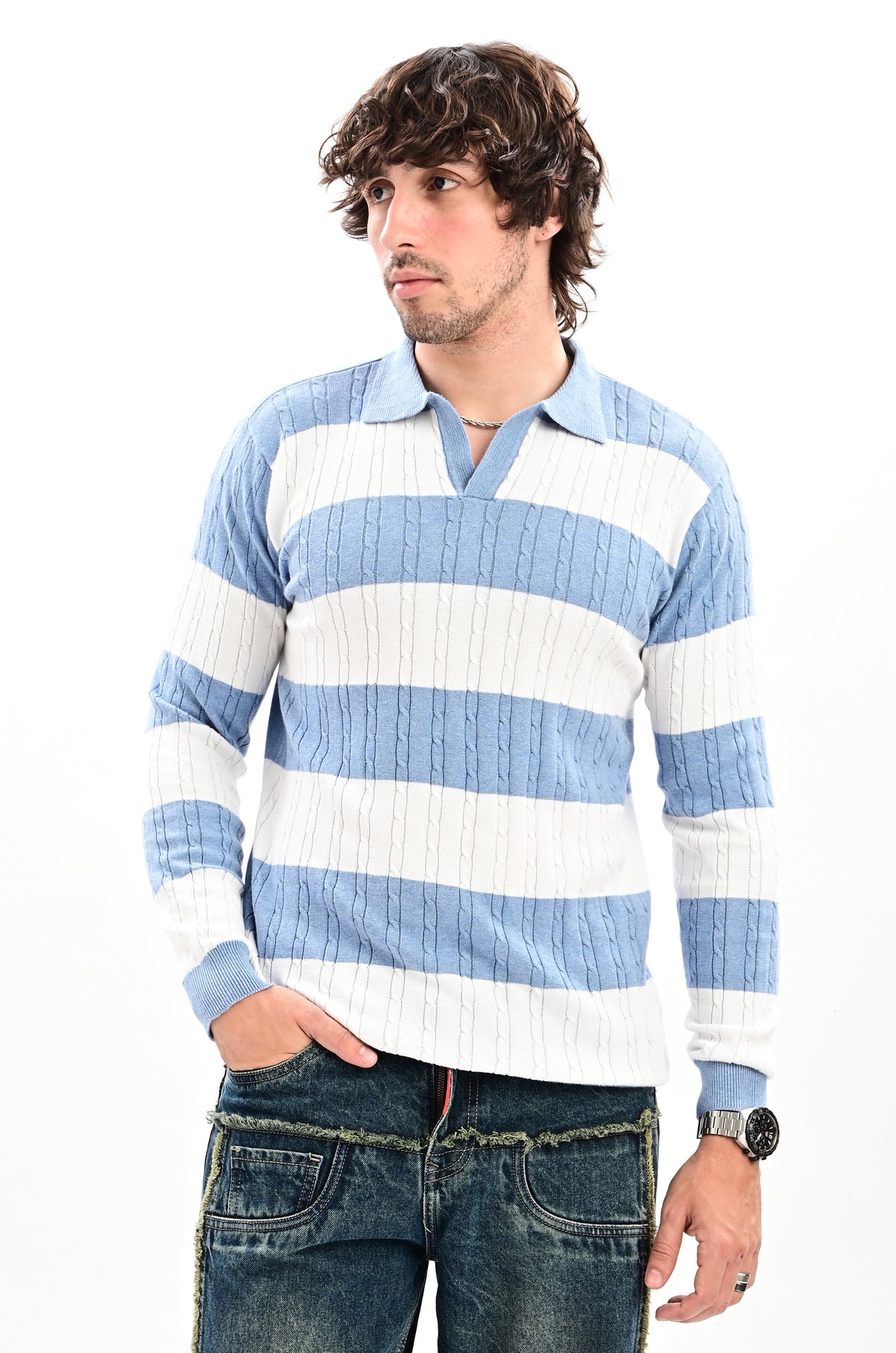 The Savoy Full Sleeve Polo - SKY BLUE
