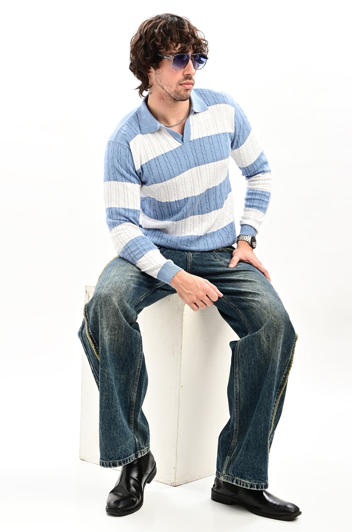 The Savoy Full Sleeve Polo - SKY BLUE