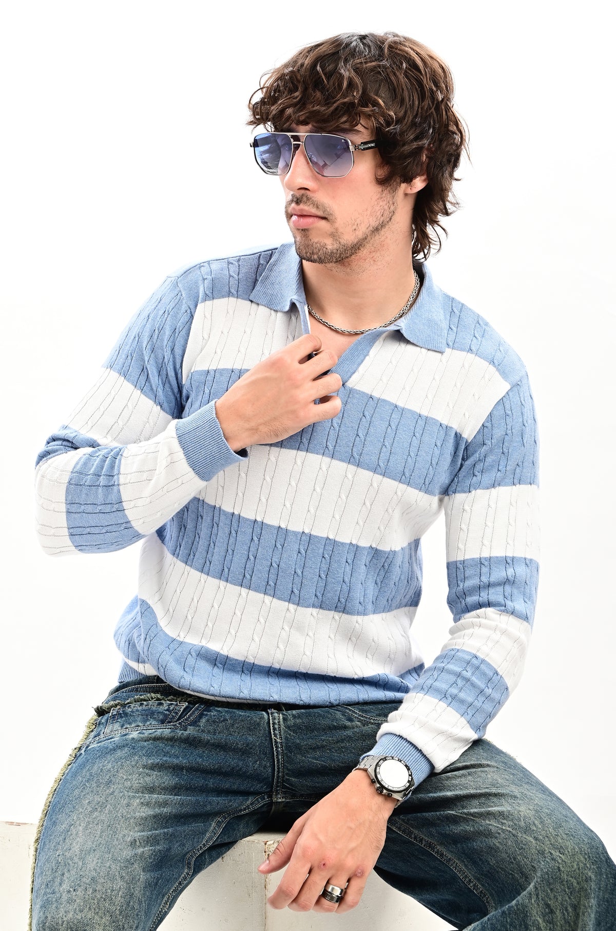 The Savoy Full Sleeve Polo - SKY BLUE