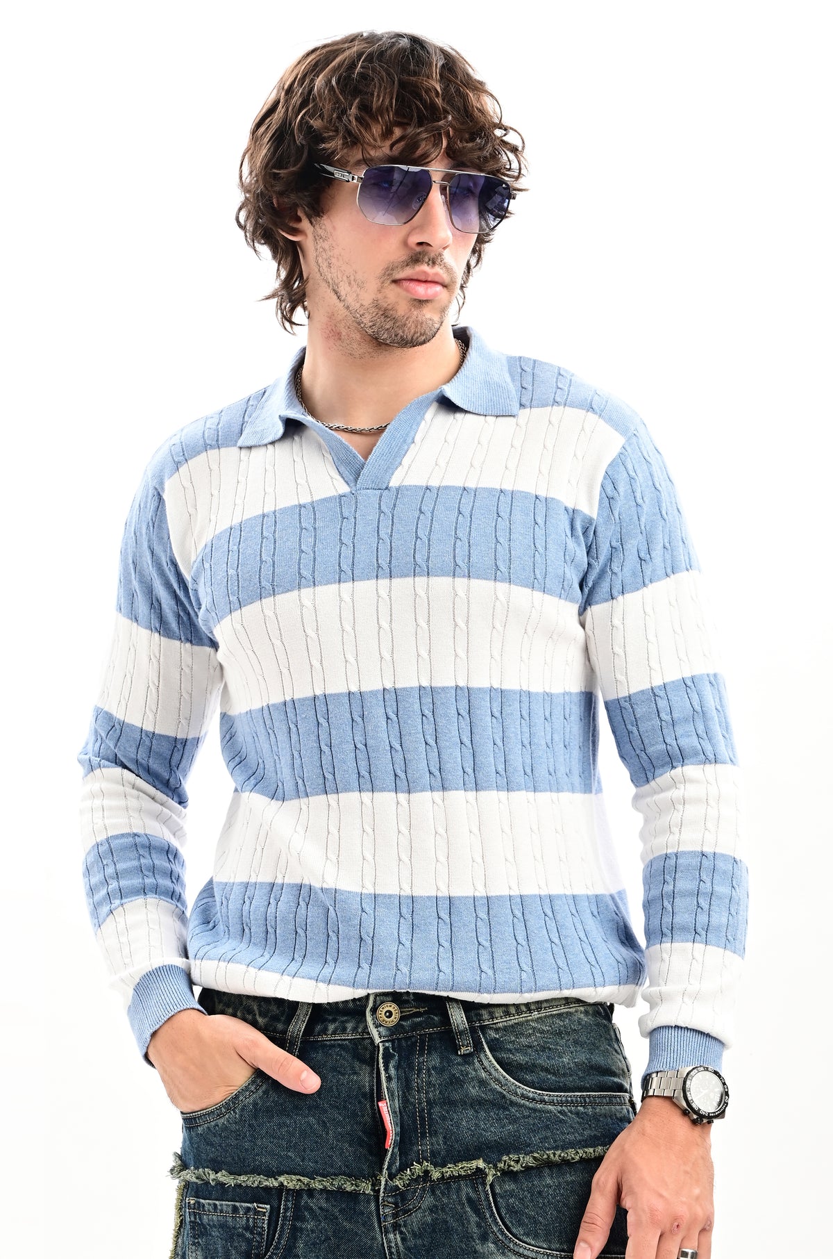 The Savoy Full Sleeve Polo - SKY BLUE