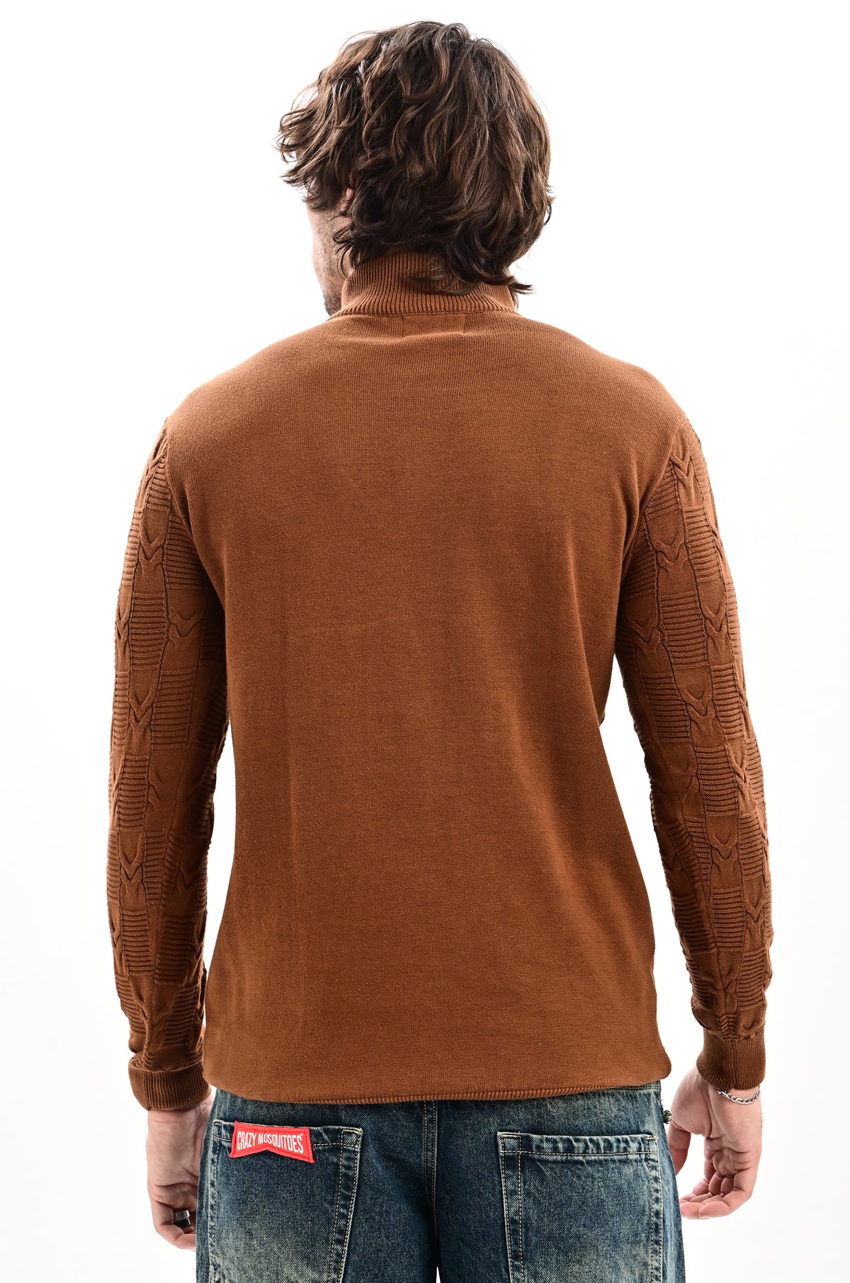 The Savile Quarter-Zip Polo BROWN