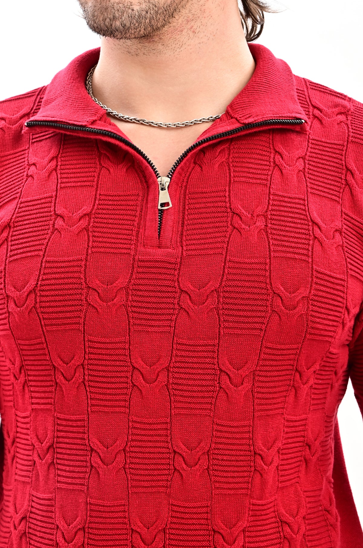 The Savile Quarter-Zip Polo MAROON