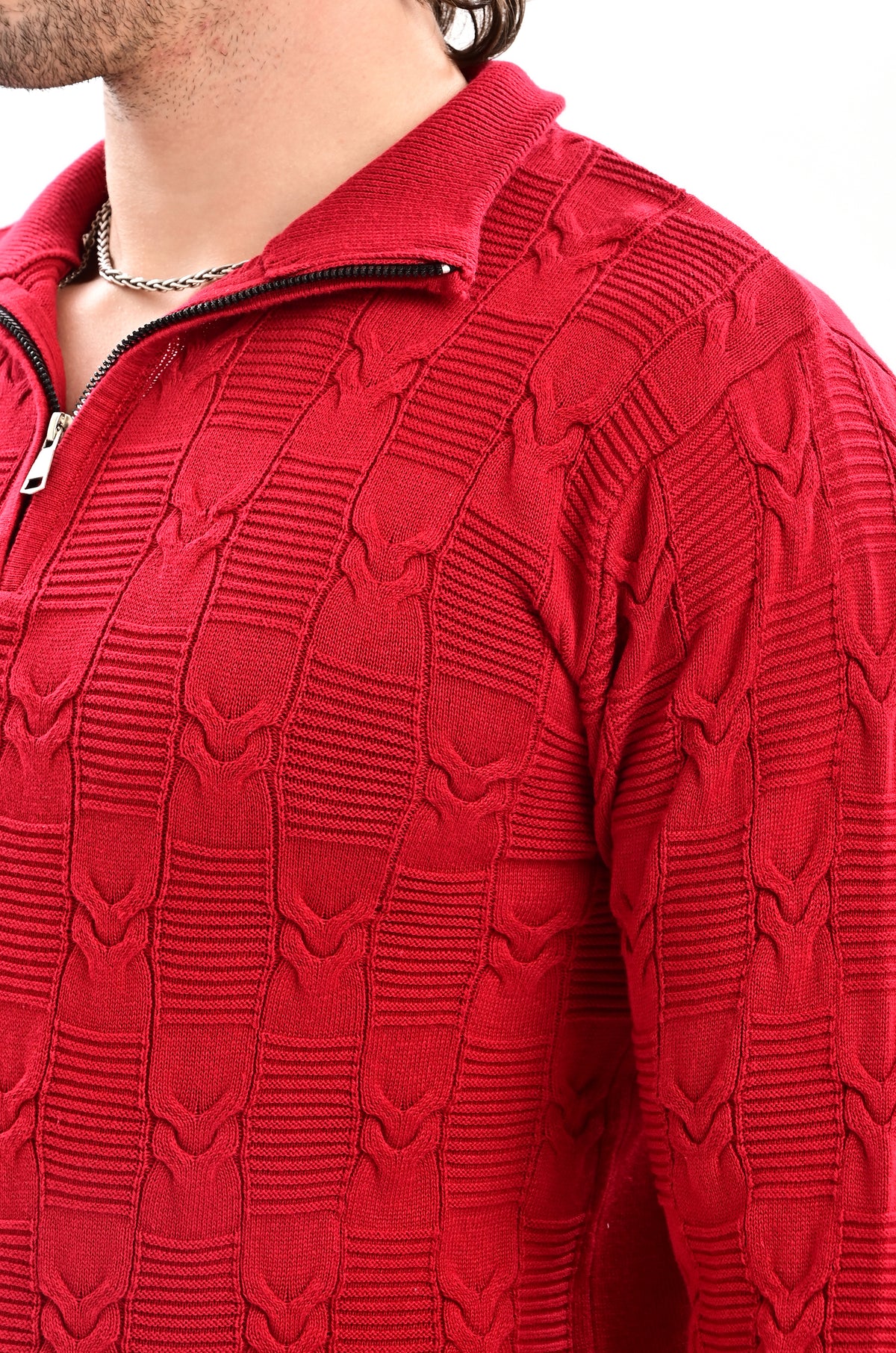 The Savile Quarter-Zip Polo MAROON
