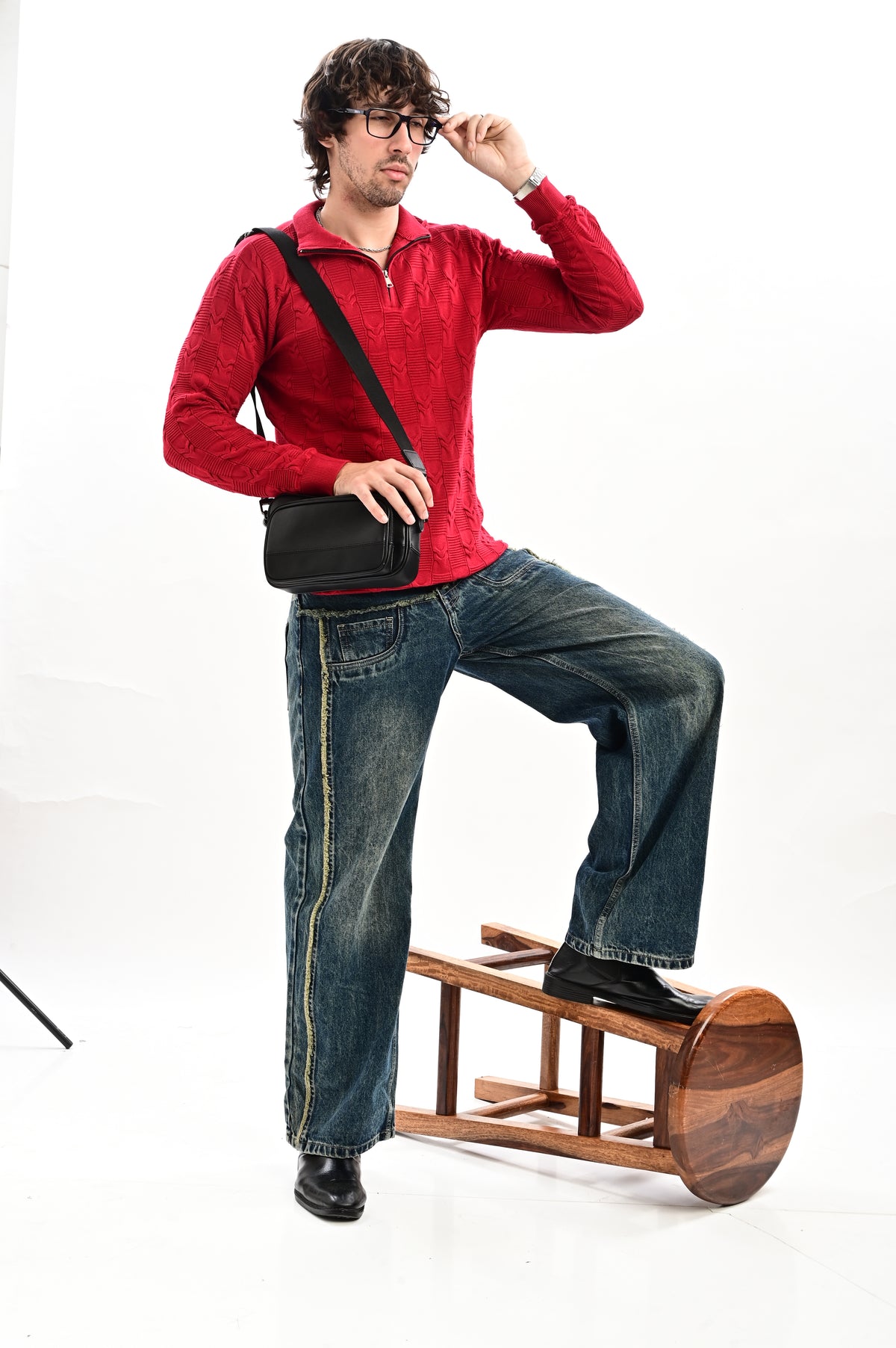 The Savile Quarter-Zip Polo MAROON